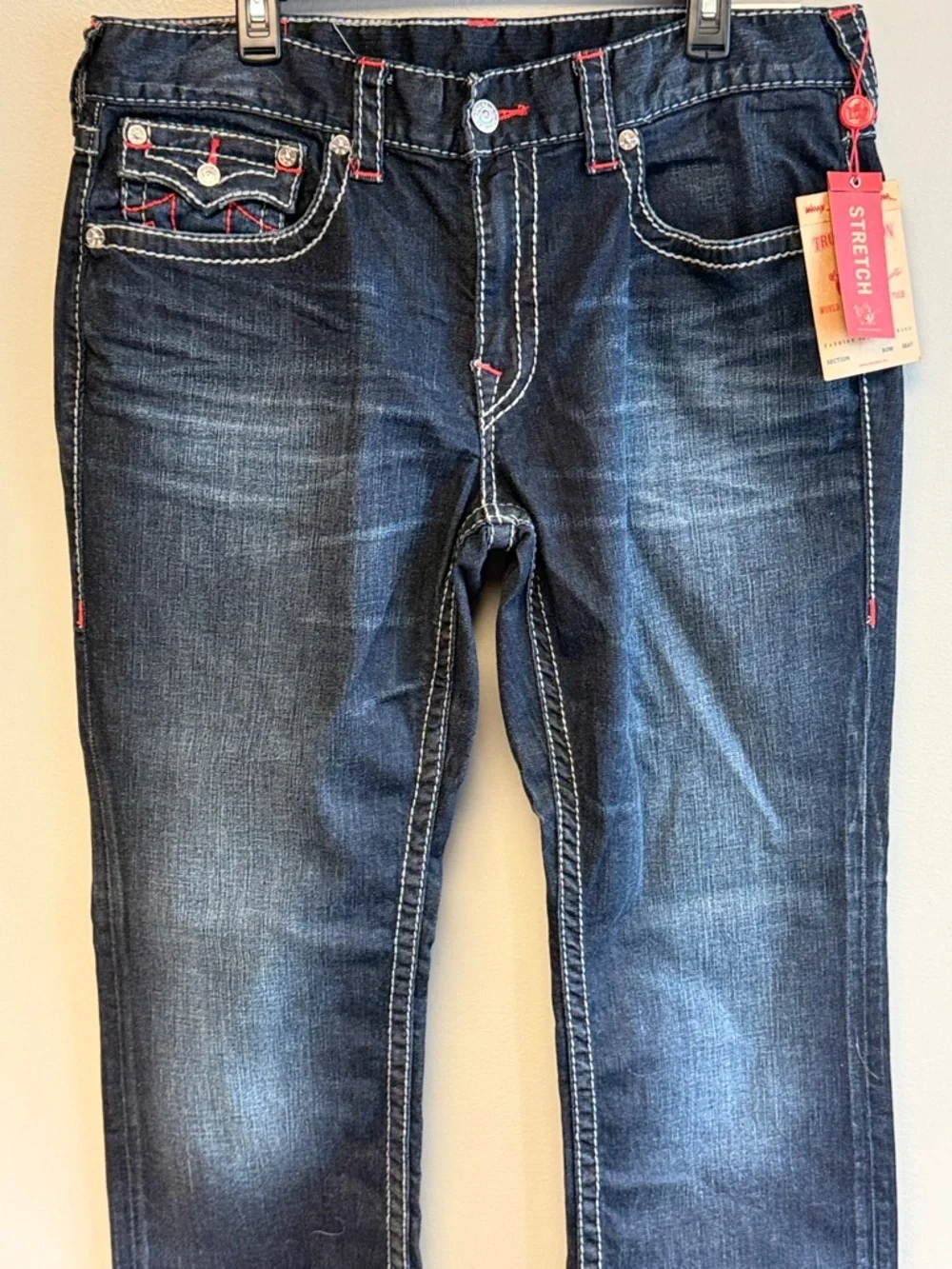 True Religion Ricky Straight Big T Jeans 38x33 NWT Dark Wash